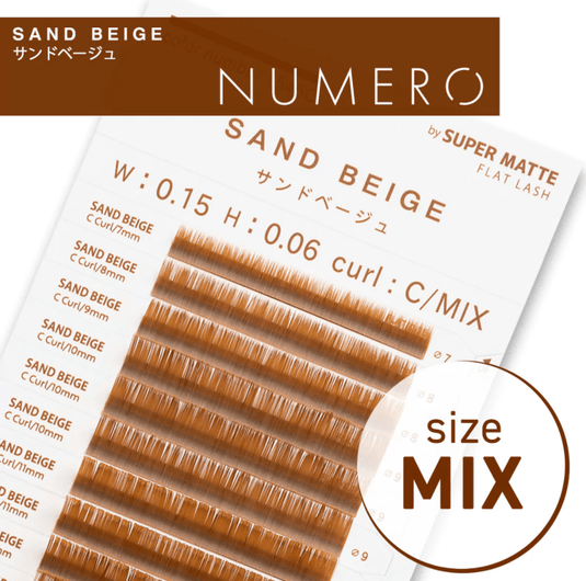 NUMERO Color Matte Flatlash SAND BEIGE J-Curl 0.15 MIX 7mm-12mm