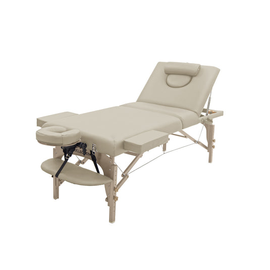 Deluxe Low Resilience Wooden Folding Reclining Bed 009SDX PLUS Beige