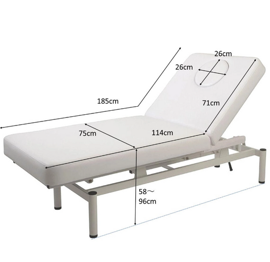 Manual Elevating Reclining Bed DX (Omega Style) with Face Mat) (Completely Assembled)-White