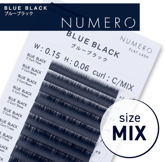 NUMERO Color Matte Flatlash BLUE BLACK J-Curl 0.15 MIX 7mm-12mm