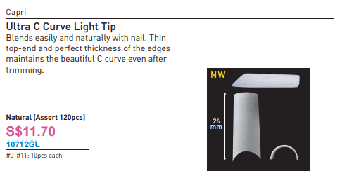 Ultra C Curve Light Tip Natural (Assort 120pcs)