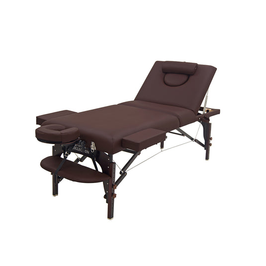 Deluxe Low Resilience Wooden Folding Reclining Bed 009SDX PLUS Dark Brown