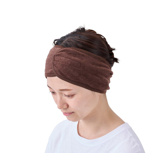 SMART COLLECTION Towel Ground Stretch Turban (Magic Tape Type) Dark Brown