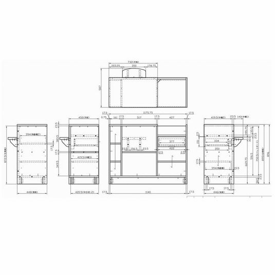 Board Counter TH1200 Walnut