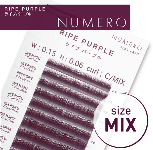 NUMERO Color Matte Flatlash RIPE PURPLE J-Curl 0.15 MIX 7mm-12mm