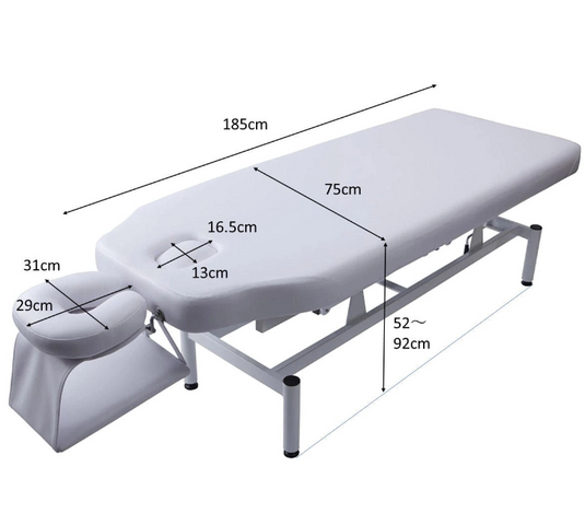 Manual Lift Massage Bed DX (With Face Mat and Armrest) (Completely Assembled)-White