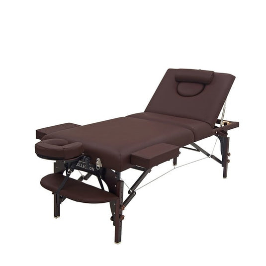 Deluxe Low Resilience Wooden Folding Reclining Bed 009SDX PLUS Dark Brown