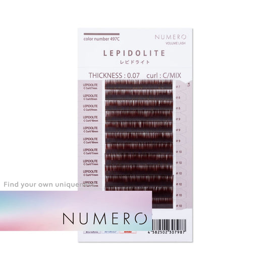 NUMERO Color Matte Flatlash LEPIDOLITE J-Curl 0.15 MIX 7mm-12mm