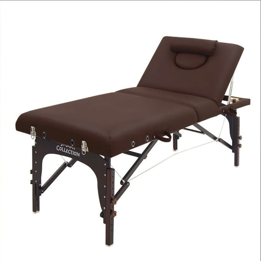 Deluxe Low Resilience Wooden Folding Reclining Bed 009SDX PLUS Dark Brown