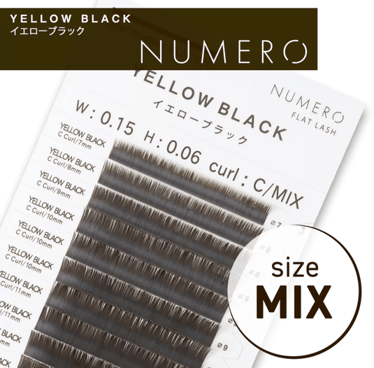 NUMERO Color Matte Flatlash YELLOW BLACK J-Curl 0.15 MIX 7mm-12mm