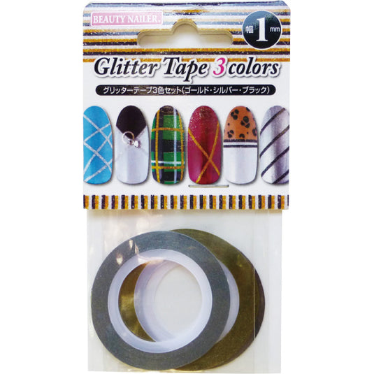 BEAUTY NAILER Glitter Tape 3 Color Set (1mm) [GT-1]