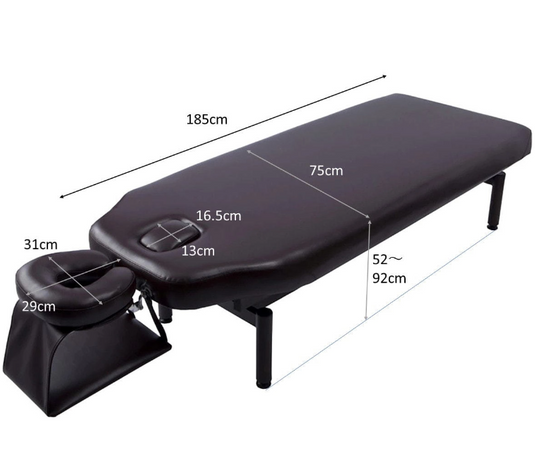 Manual Lift Massage Bed DX (With Face Mat and Armrest) (Completely Assembled)-Dark Brown