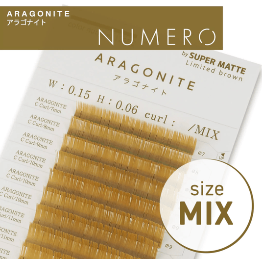 NUMERO Color Matte Flatlash ARAGONITE J-Curl 0.15 MIX 7mm-12mm