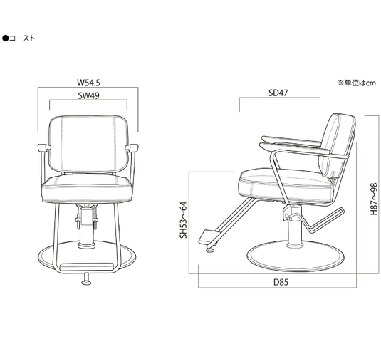 [Cafe Lounge] Styling Chair Coast (Top) - Ash Gray