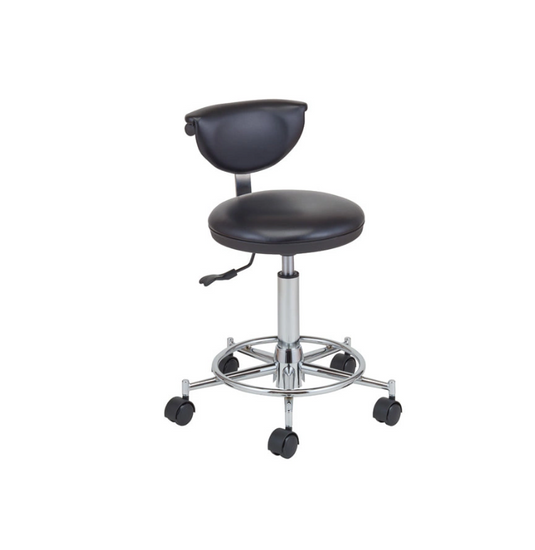 Low-resilience stool with ring (with backrest/made in Japan) (3 color choices)