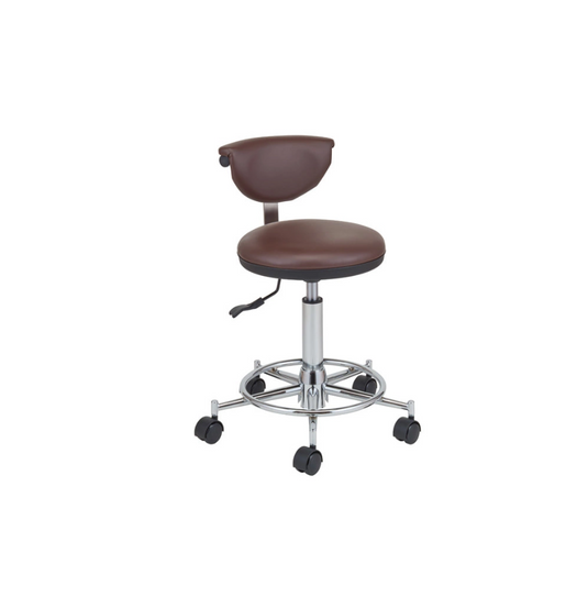 Low-resilience stool with ring (with backrest/made in Japan) (3 color choices)