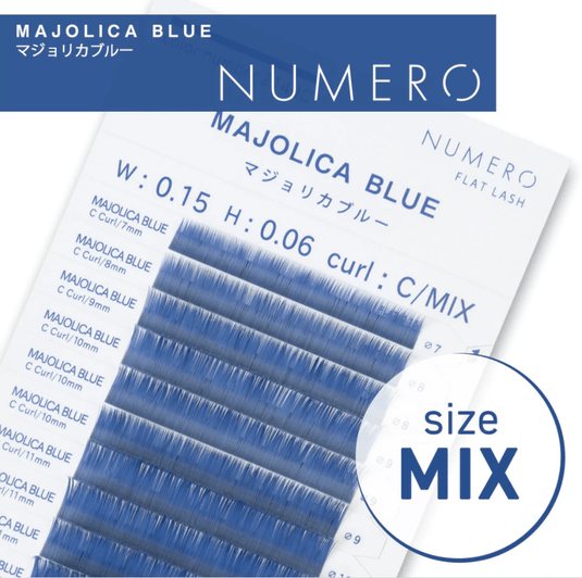 NUMERO Color Matte Flatlash MAJORICA BLUE J-Curl 0.15 MIX 7mm-12mm