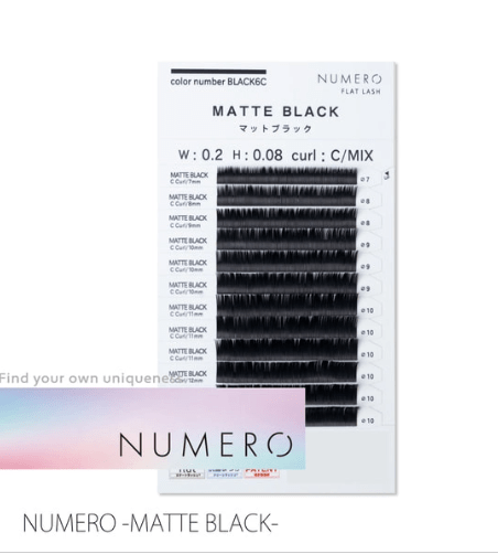 NUMERO Flat Lash J Curl 0.15 thickness 8mm Matte Black