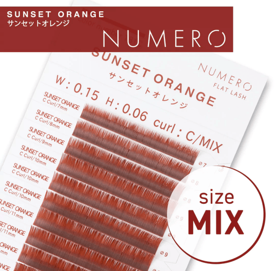 NUMERO Color Matte Flatlash SUNSET ORANGE J-Curl 0.15 MIX 7mm-12mm