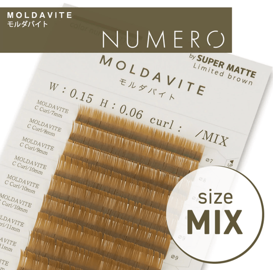 NUMERO Color Matte Flatlash MOLDAVITE J-Curl 0.15 MIX 7mm-12mm