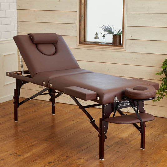 Deluxe Low Resilience Wooden Folding Reclining Bed 009SDX PLUS Dark Brown