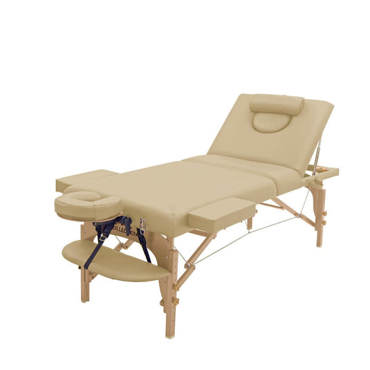 Deluxe Low Resilience Wooden Folding Reclining Bed 009SDX PLUS Beige