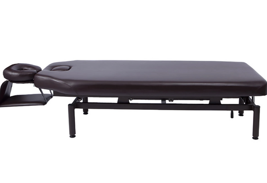 Manual Lift Massage Bed DX (With Face Mat and Armrest) (Completely Assembled)-Dark Brown