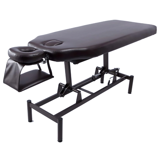 Manual Lift Massage Bed DX (With Face Mat and Armrest) (Completely Assembled)-Dark Brown