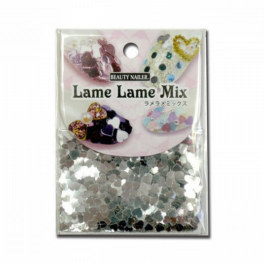 BEAUTY NAILER Lame Mix Silver Heart 1g [LLM-7]