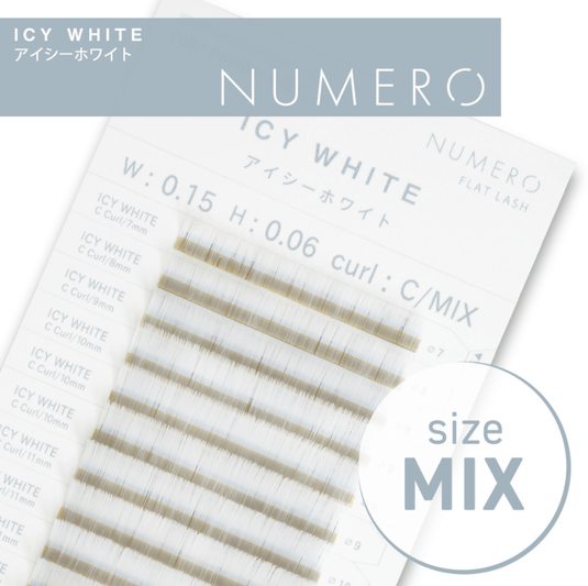 NUMERO Color Matte Flatlash ICY WHITE J-Curl 0.15 MIX 7mm-12mm