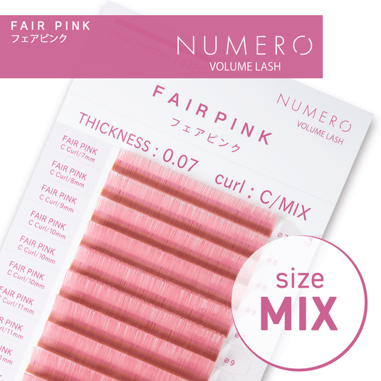 NUMERO Color Matte Flatlash FAIR PINK J-Curl 0.15 MIX 7mm-12mm