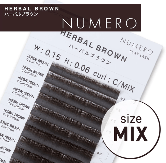 NUMERO Color Matte Flatlash HERBAL BROWN J-Curl 0.15 MIX 7mm-12mm