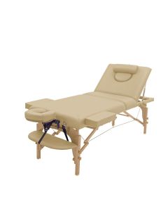Deluxe Low Resilience Wooden Folding Reclining Bed 009SDX PLUS Beige